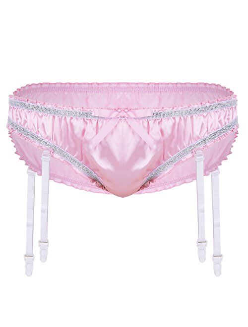 CHICTRY Men's Sissy Panties Frilly Briefs Bikini Underwear Crossdress with Garter Belt