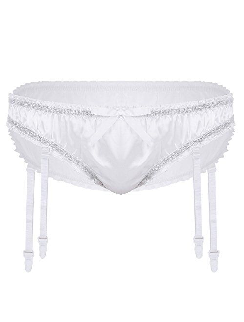 CHICTRY Men's Sissy Panties Frilly Briefs Bikini Underwear Crossdress with Garter Belt