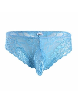 iEFiEL Man Romance Lace Flower Mesh Bulge Pouch Briefs Underwear Sissy Panty