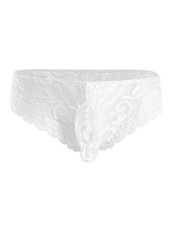 iEFiEL Man Romance Lace Flower Mesh Bulge Pouch Briefs Underwear Sissy Panty