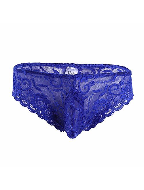 iEFiEL Man Romance Lace Flower Mesh Bulge Pouch Briefs Underwear Sissy Panty