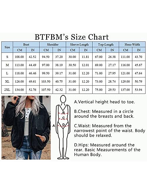 BTFBM Women Long Sleeve Full Zip Jackets Casual Solid Color Loose Soft Fleece Fuzzy Short Teddy Coats Jacket Outerwear