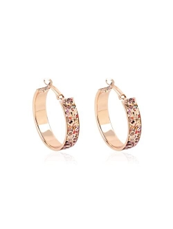 Sparkly Cubic Jewel Geometric Statement Hoop Earrings - Bling Crystal Rhinestone Glitter Hexagon Round Hoops, Vertical Bar