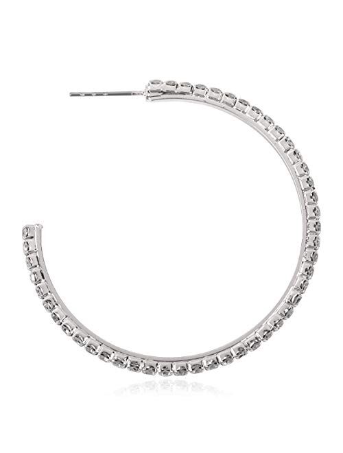 RIAH FASHION Lightweight Rhinestone Pave Statement Hoop Earrings - Sparkly Bridal Wedding Cubic Zirconia Crystal Wire Round, Teardrop Pear, Heart