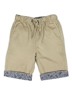 Bienzoe Boys Shorts Boy's Cotton Twill Elastic Waist Shorts