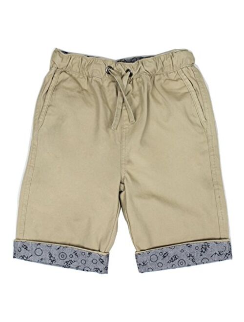 Bienzoe Boys Shorts Boy's Cotton Twill Elastic Waist Shorts