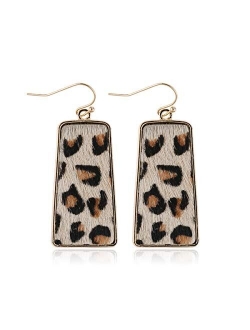 Bohemian Genuine Leather Geometric Earrings - Lightweight Animal Print Dangles Calf Hair Teardrop, Zebra Leaf, Leopard Hoop