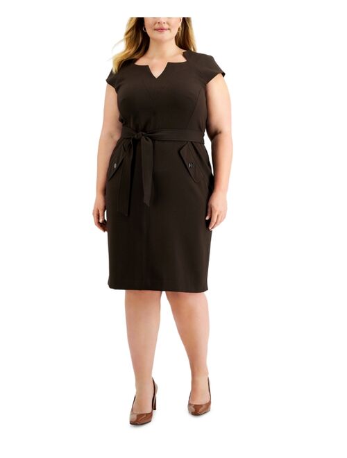 Kasper Plus Belted Sheath Dress