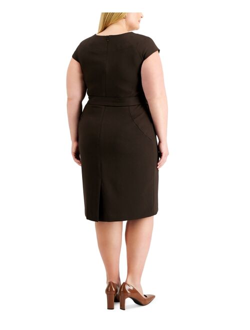 Kasper Plus Belted Sheath Dress