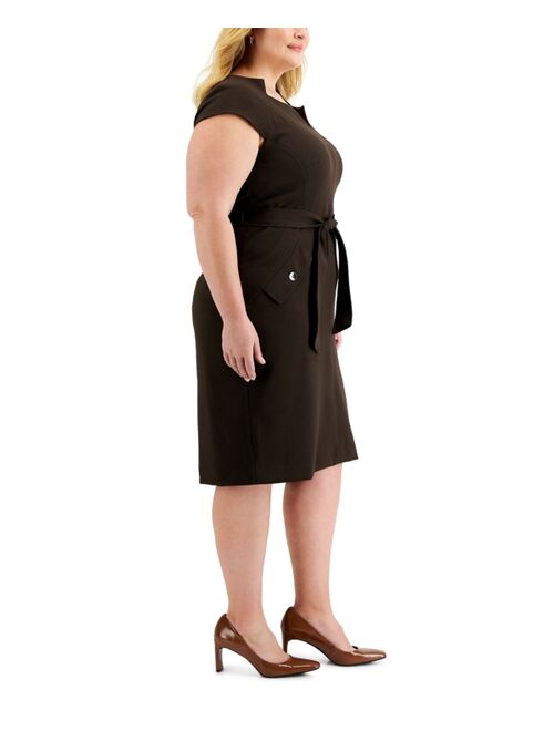 Kasper Plus Belted Sheath Dress