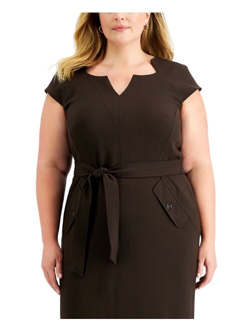 Kasper Plus Belted Sheath Dress