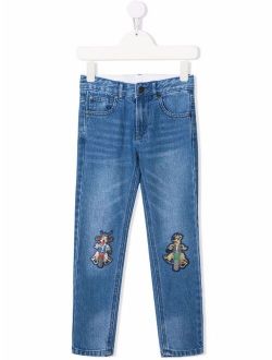 cartoon-patch straight-leg jeans
