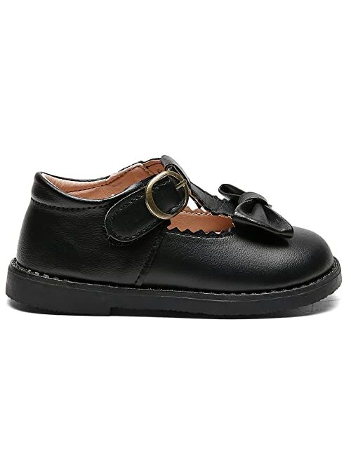 DADAWEN Girl's T-Strap School Uniform Dress Shoe Mary Jane Princess Flat