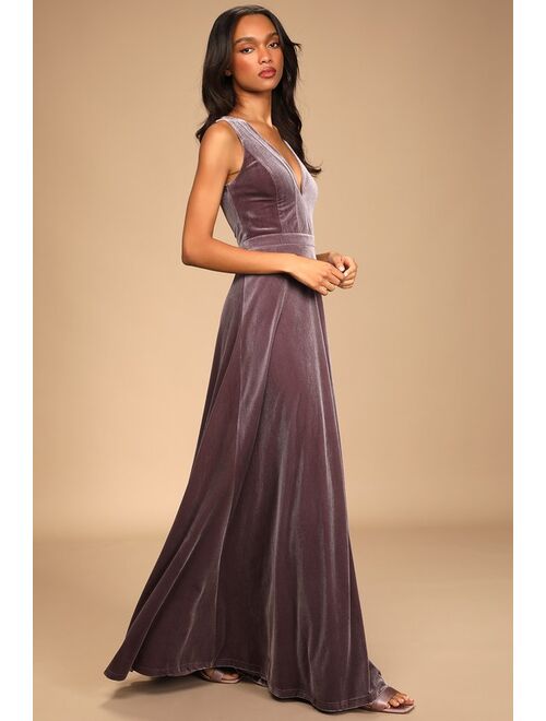 Lulus Beautiful Night Dusty Purple Velvet Sleeveless Maxi Dress