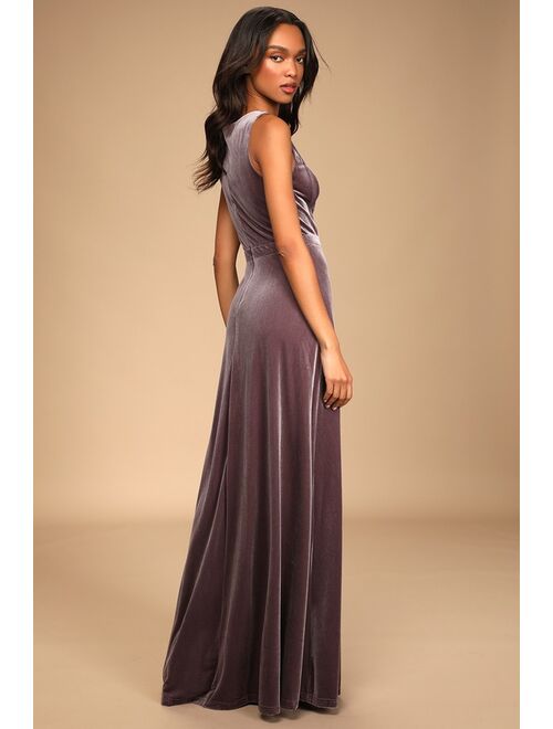 Lulus Beautiful Night Dusty Purple Velvet Sleeveless Maxi Dress