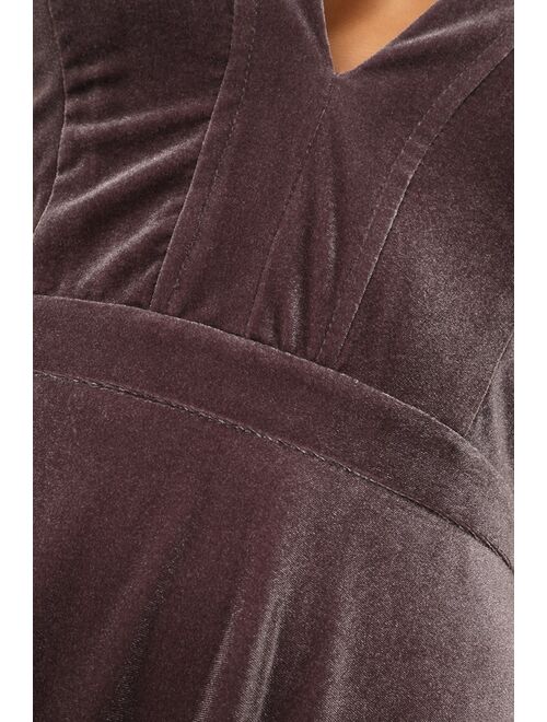 Lulus Beautiful Night Dusty Purple Velvet Sleeveless Maxi Dress