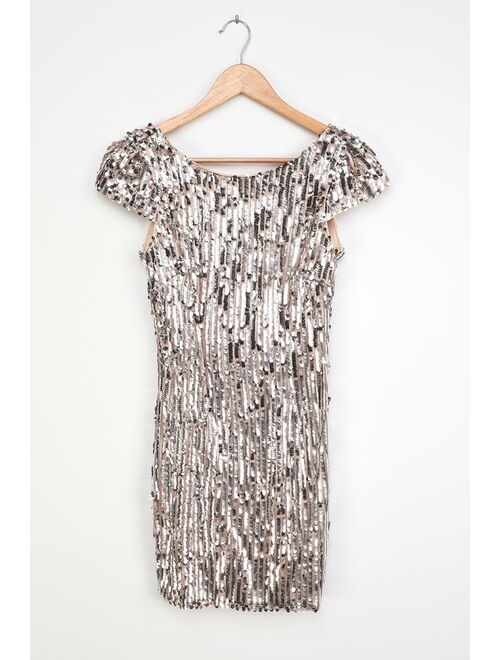 Lulus Star Appeal Silver Sequin Bodycon Mini Dress