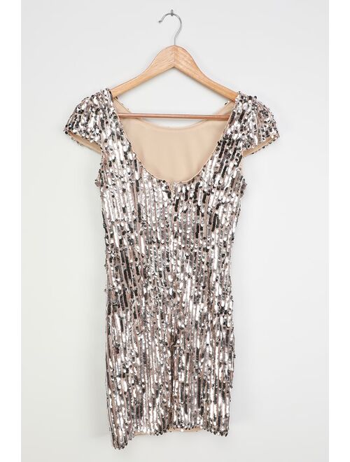 Lulus Star Appeal Silver Sequin Bodycon Mini Dress