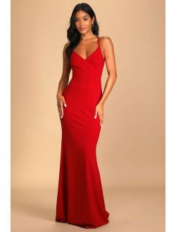 Moments Of Bliss Rust Red Backless Mermaid Maxi Dress