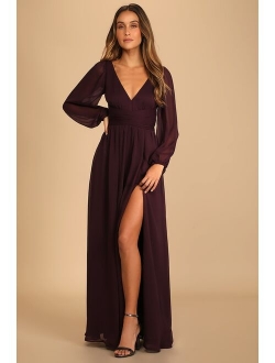 Enchant My Love Blush V-Neck Long Sleeve Maxi Dress