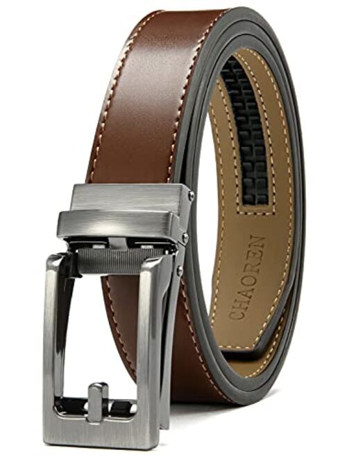 Kids Belts for Boys, Chaoren Leather Ratchet Belt 1.25" Comfort with Click Buckle, Adjustable Trim to Fit