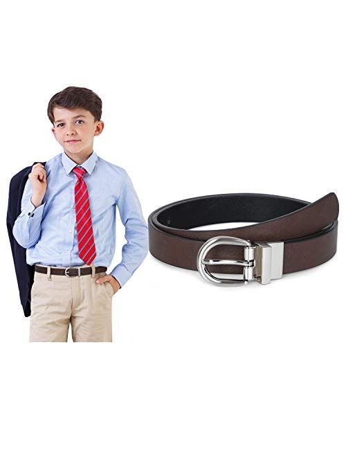 Boys Reversible Belt SUOSDEY Big Kids Leather Belt for School Uniform Casual Jeans