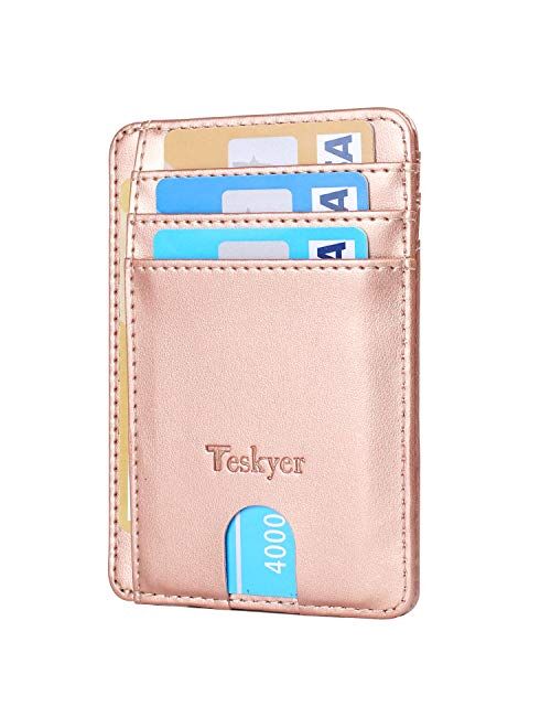 Teskyer Minimalist Wallet, Slim Wallet for Men Women, Credit Card Holder Wallet, RFID Blocking Front Pocket Wallet