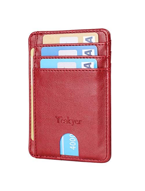 Teskyer Minimalist Wallet, Slim Wallet for Men Women, Credit Card Holder Wallet, RFID Blocking Front Pocket Wallet