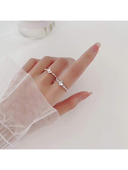 kokoma Open Stacking Rings S925 Sterling Silver Dainty Cubic Zirconia Eternity Wedding Engagement Promise Ring Tail Finger Band Fashion Jewelry Gifts Xmas for