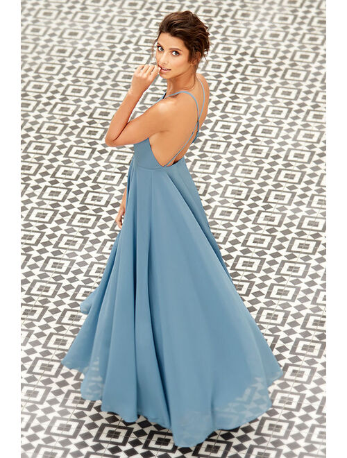 Lulus Mythical Kind of Love Slate Blue Maxi Dress