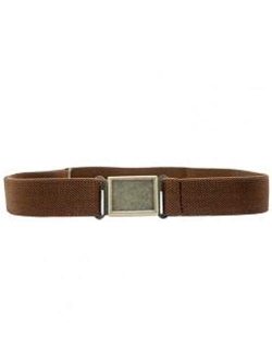 Dapper Snappers Made in USA Boys Big Kids Elastic Stretch Belt with Easy - Magnetic Buckle, Chocolate Brown