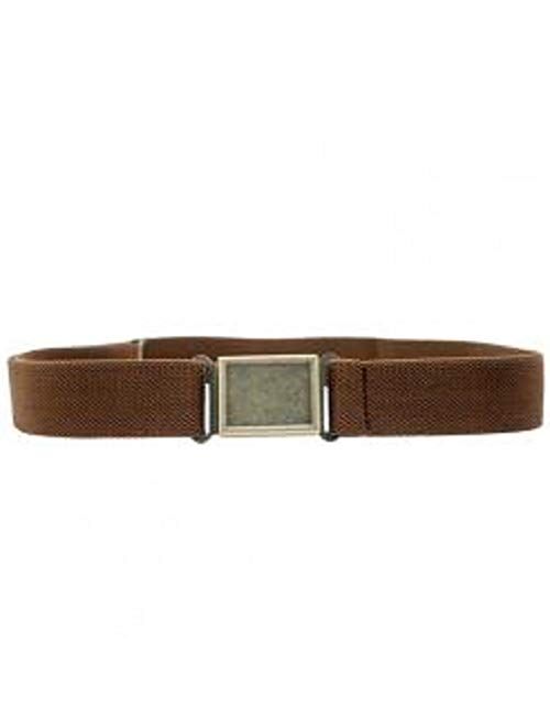 Dapper Snappers Made in USA Boys Big Kids Elastic Stretch Belt with Easy - Magnetic Buckle, Chocolate Brown