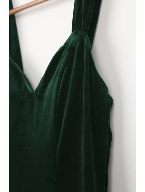 Lulus Remember the Night Emerald Green Velvet Maxi Dress