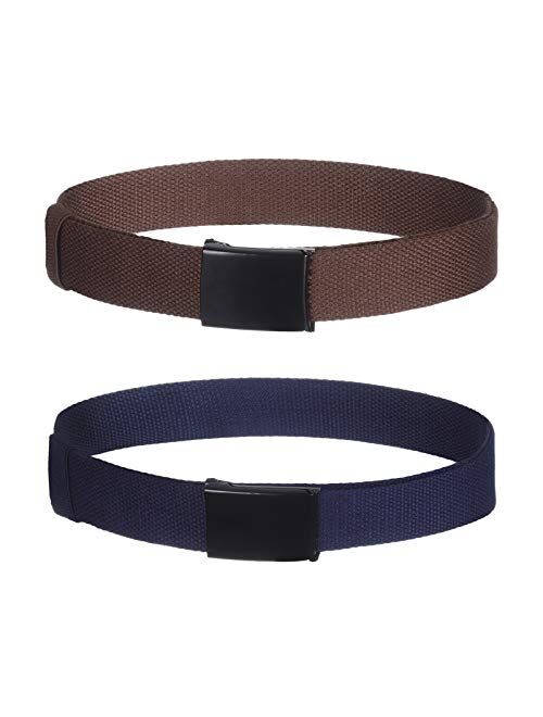 AWAYTR Boys Canvas Web Belts - 2PCS School Uniform Cotton Strap Belt Adjustable in Four Sizes Suitable for Girls