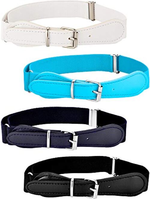 Tatuo 4 Pieces Kids Adjustable Elastic Belt with Leather Closure for Girls and Boys, Assorted Color