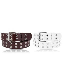 2 Pack Kids Faux Leather Two Hole Belt