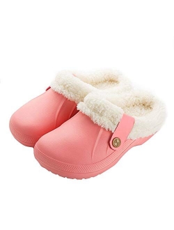 ZAPZEAL Womens Mens Clogs Fur Lined Clogs Winter Garden Clogs Mules Warm House Slippers Waterproof Anti-Slip Indoor Outdoor Slippers Size 4-11.5 US