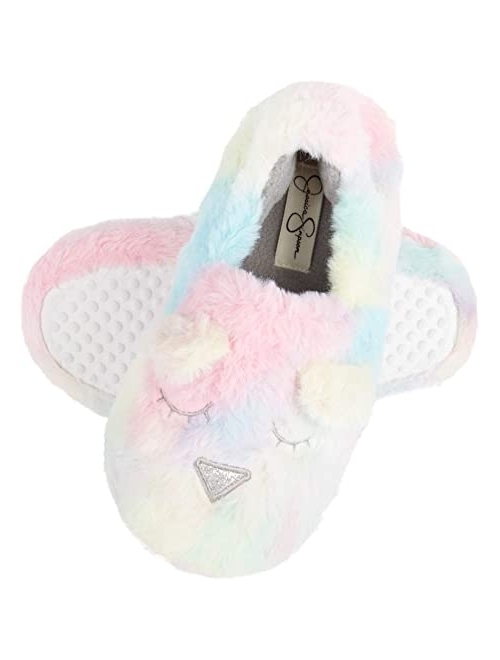 Jessica Simpson Girls Cute and Cozy Plush Slip on House Slippers With Memory Foam