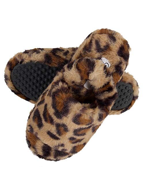 Jessica Simpson Girls Plush Faux Fur Slip on House Slippers With Memory Foam