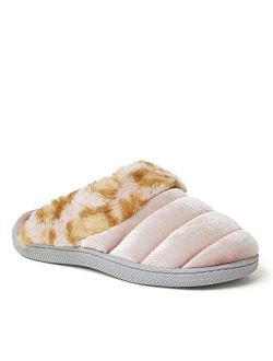 Kids' Evelyn Velour Clog with Leopard Cuff Slipper