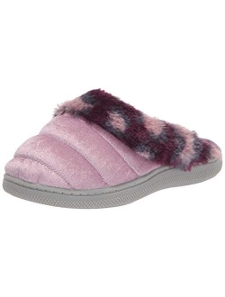 Kids' Evelyn Velour Clog with Leopard Cuff Slipper