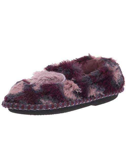 Dearfoams Kids' Mia Furry Closed Back with Heart Detail Slipper