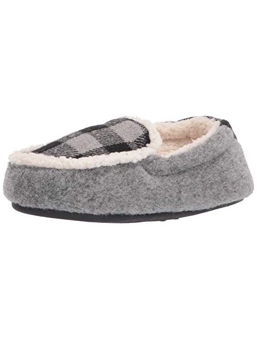 Dearfoams Kids' Hunter Felted Plaid Moccasin Slipper