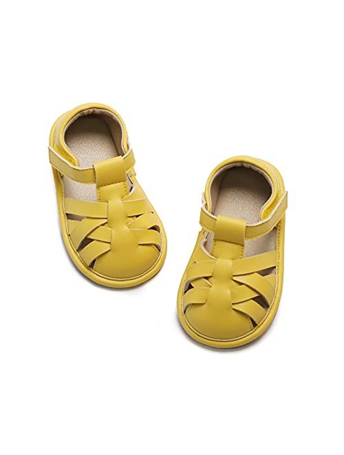 Felix & Flora Baby Toddler Girls Boys Sandals - Soft Rubber Sole Leather Baby Walking Shoes(Infant/Toddler)