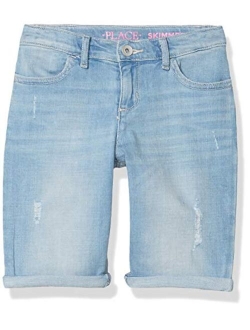 Girls' Roll Cuff Distressed Denim Skimmer Shorts