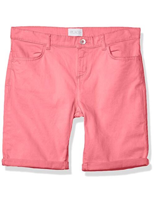 The Children's Place Girls' Roll Cuff Denim Skimmer Shorts