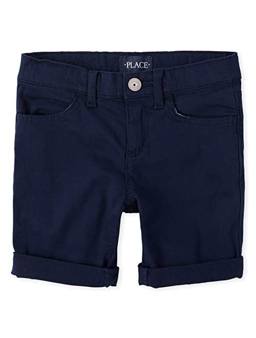 The Children's Place Girls' Roll Cuff Denim Skimmer Shorts