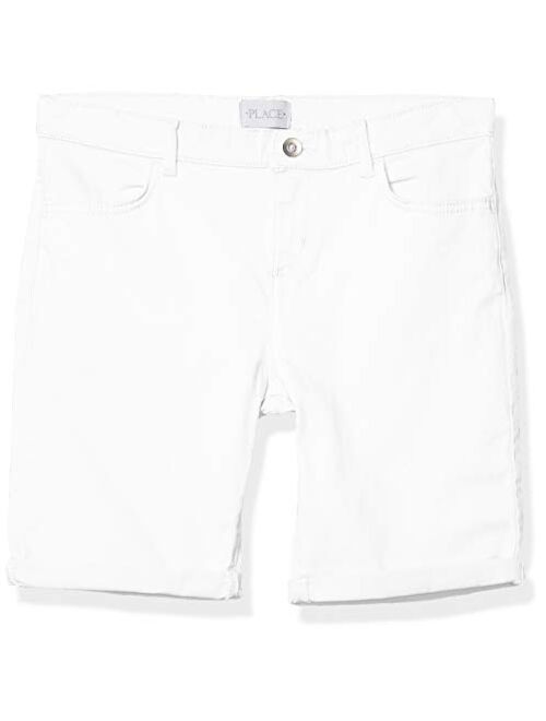 The Children's Place Girls' Roll Cuff Denim Skimmer Shorts