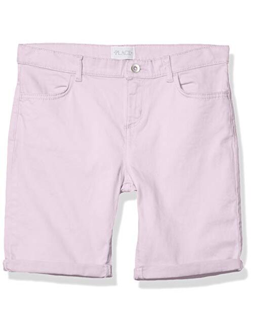 The Children's Place Girls' Roll Cuff Denim Skimmer Shorts