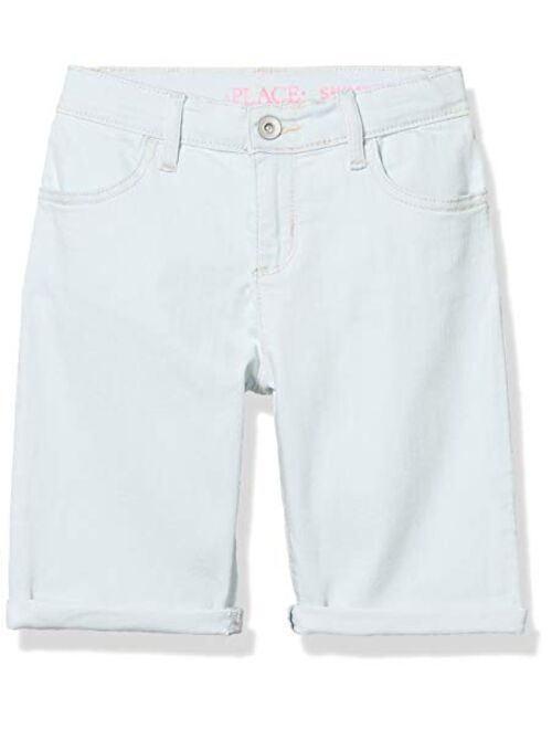 The Children's Place Girls' Roll Cuff Denim Skimmer Shorts